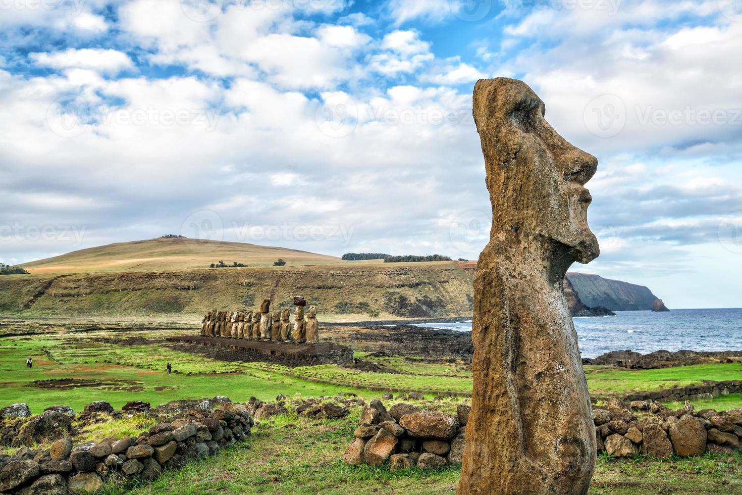 Moais at Ahu Tongariki in Easter island photo