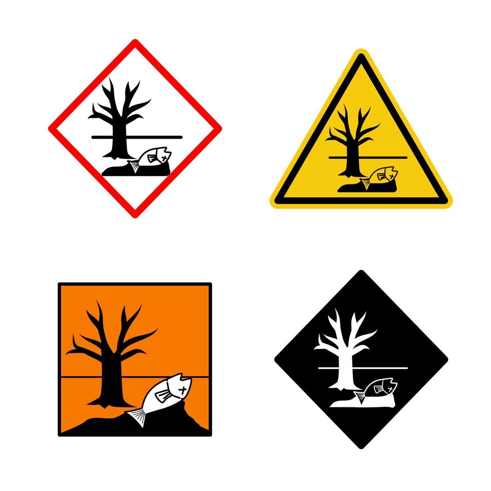 varias señales de peligro ambiental adecuadas para la ilustración del cambio climático vector