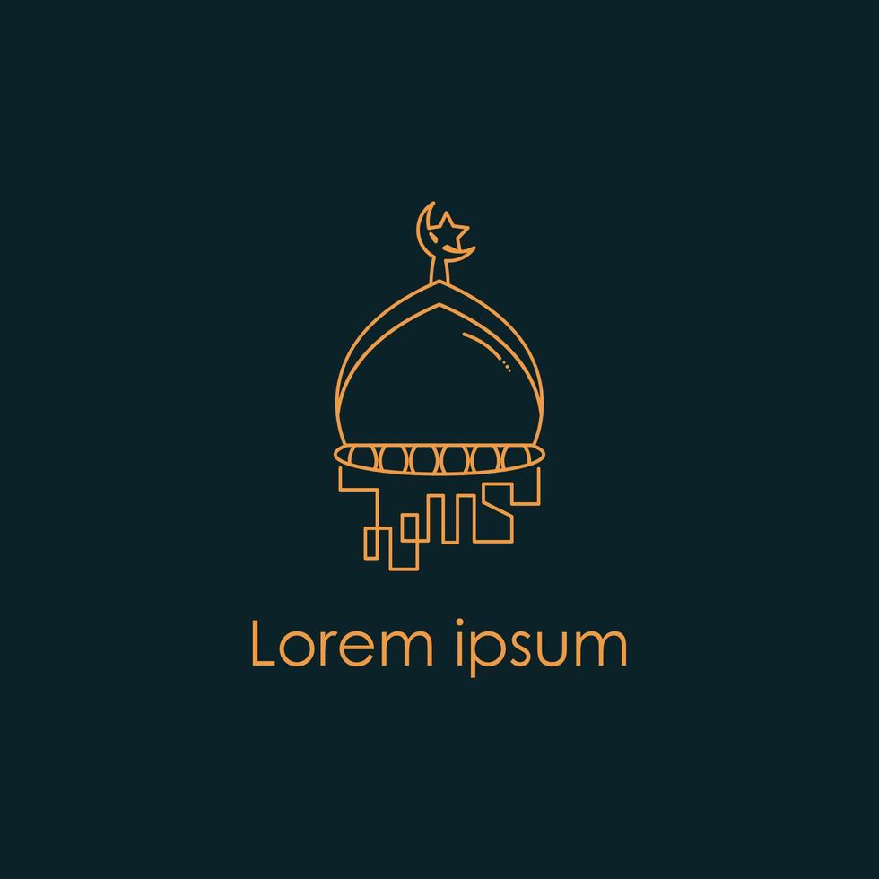 Dome of mosque logo design line art illustration design icon vector