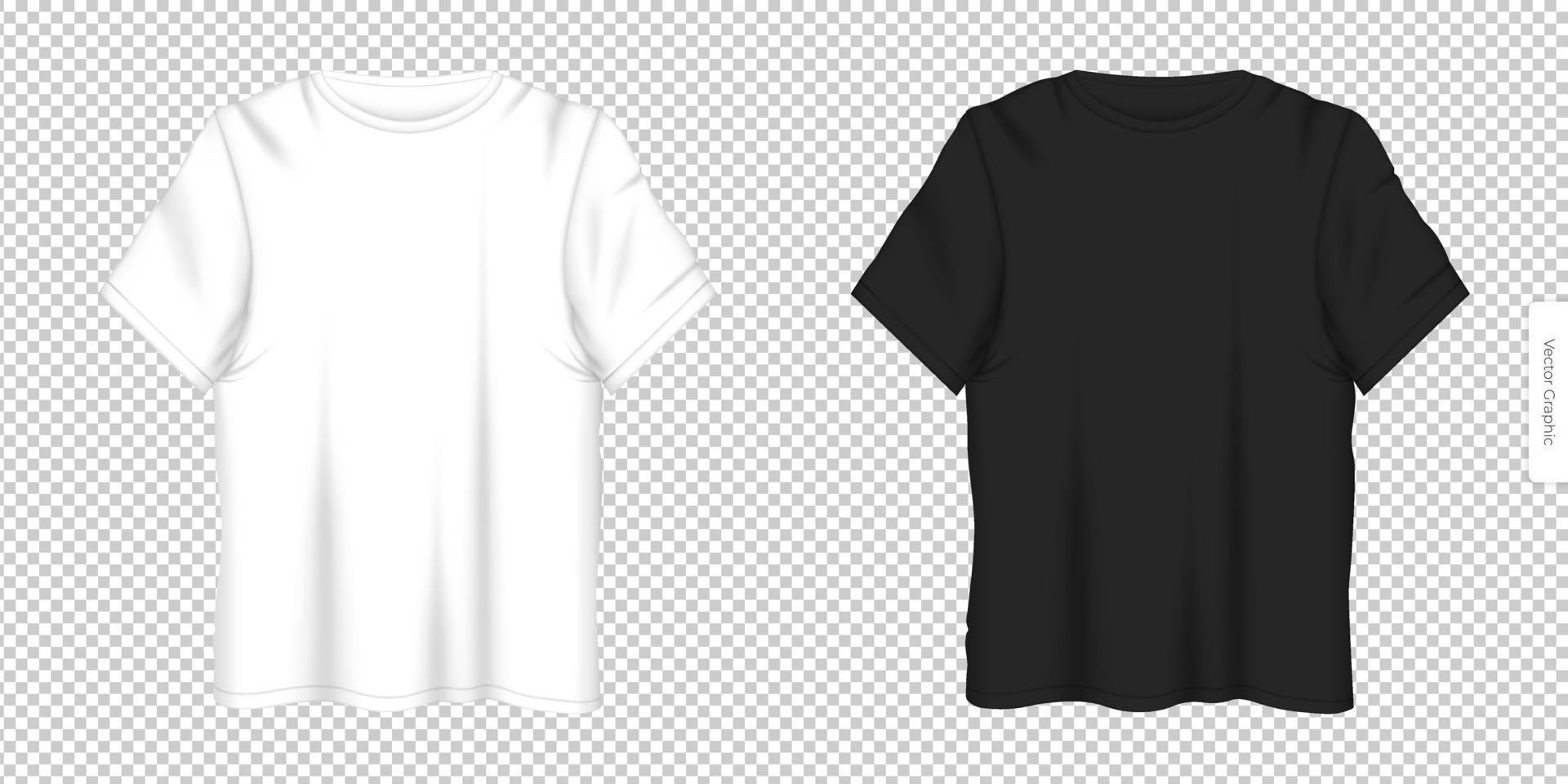 ilustración vectorial realista diseño de camisetas esp 10, conjunto vectorial de diseños de camisetas blancos y negros con vista frontal solución universal para publicidad de ropa de moda para hombres y mujeres vector