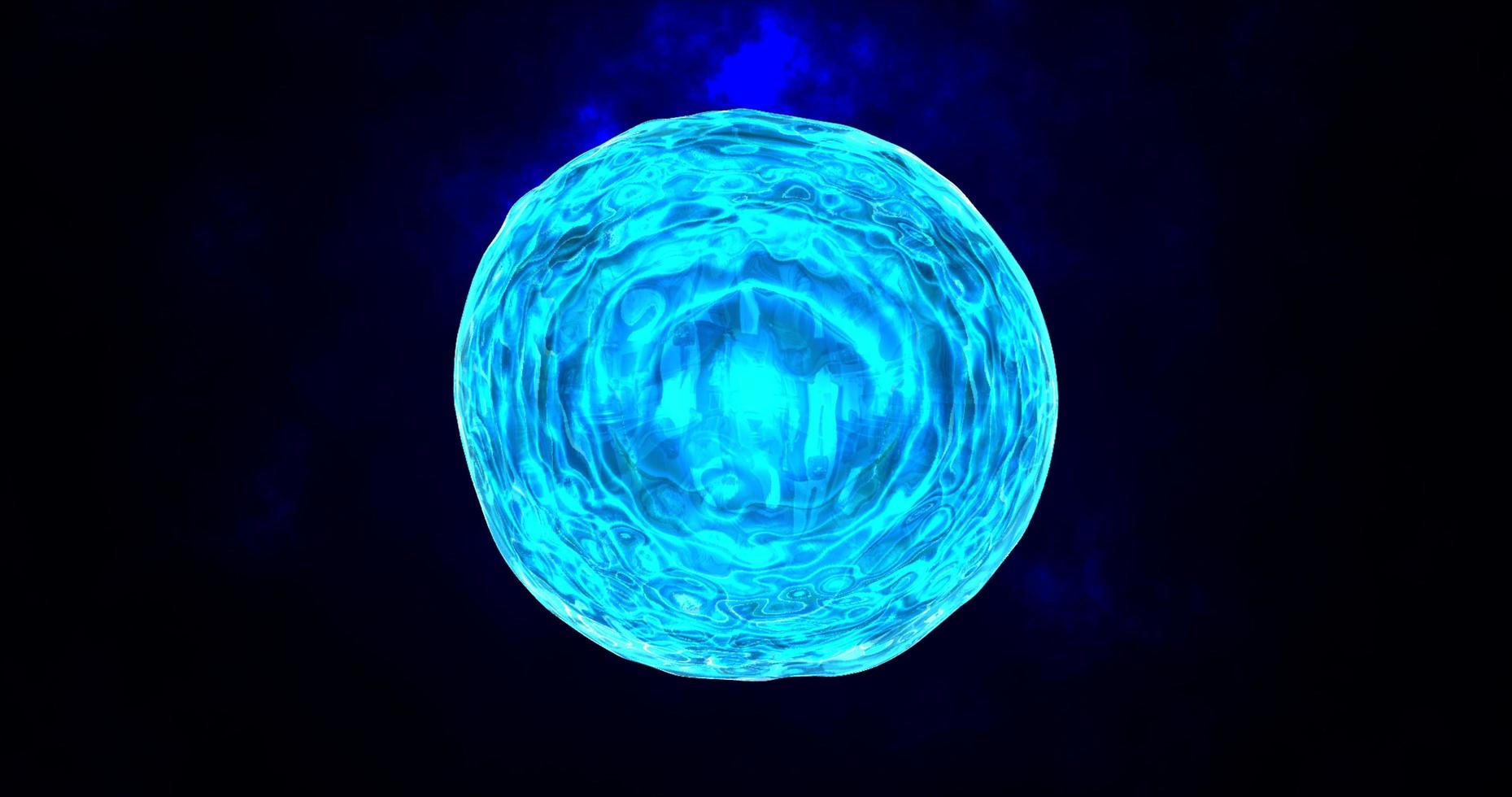 Abstract round blue sphere liquid iridescent soap bubble futuristic, abstract background photo