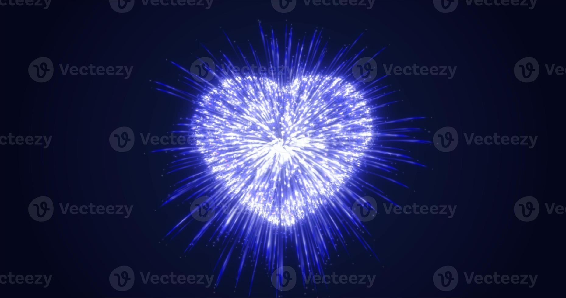 Abstract blue fireworks festive fireworks for valentine's day in the shape of a heart from glowing particles and magical energy lines. Abstract background photo