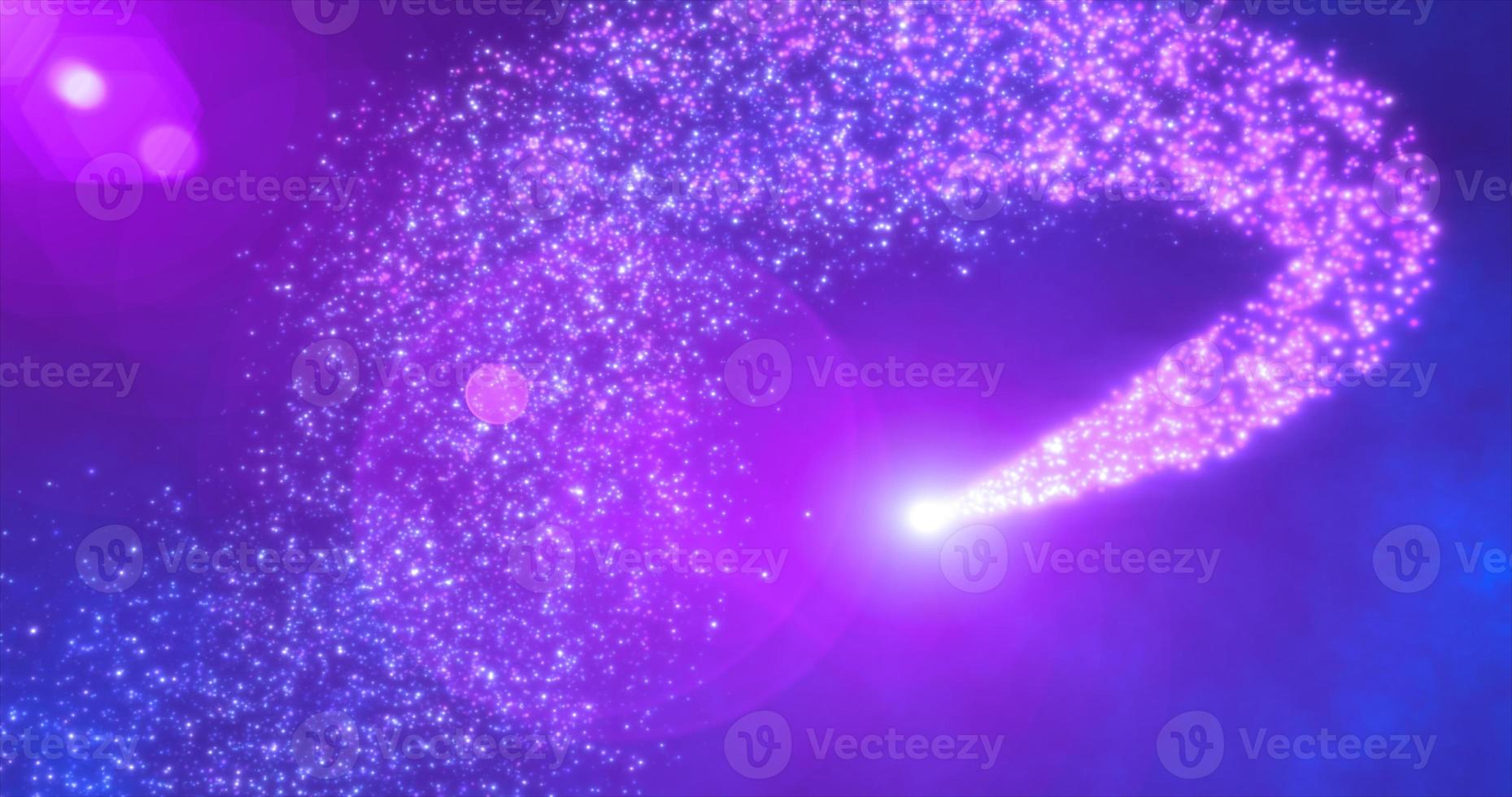 Abstract flying line particles purple bright glowing magical energy particles, abstract background photo
