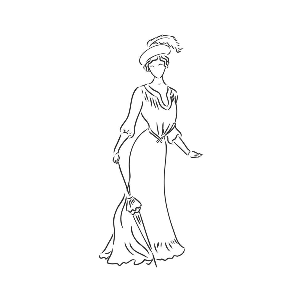 retro dress vector sketch