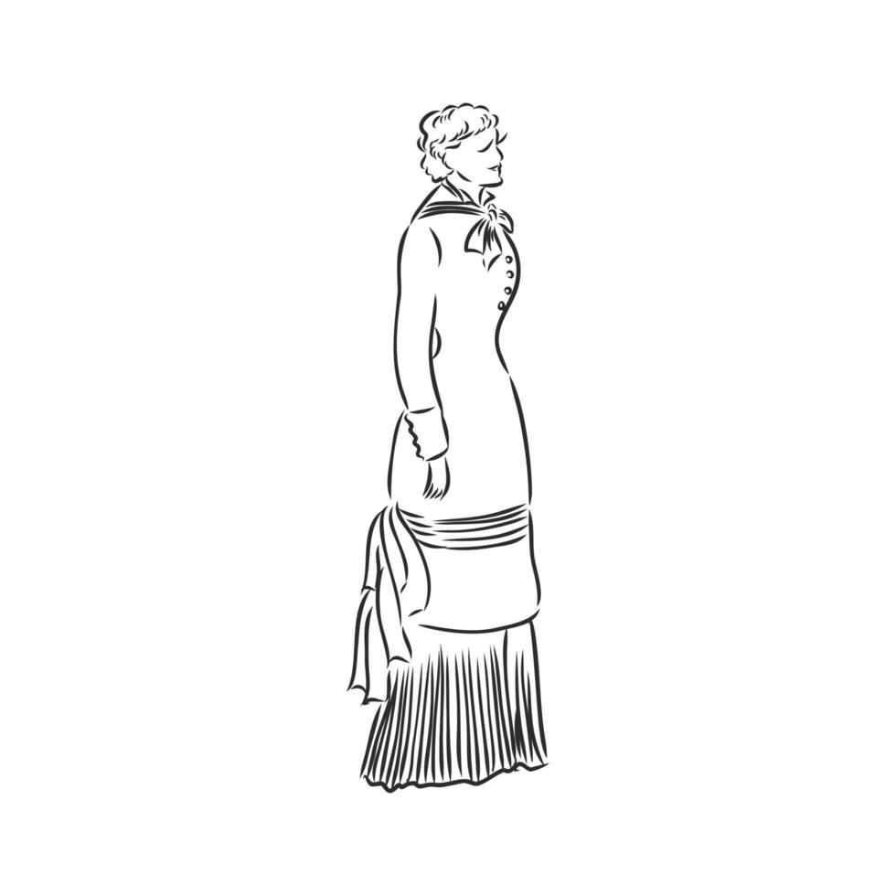 retro dress vector sketch
