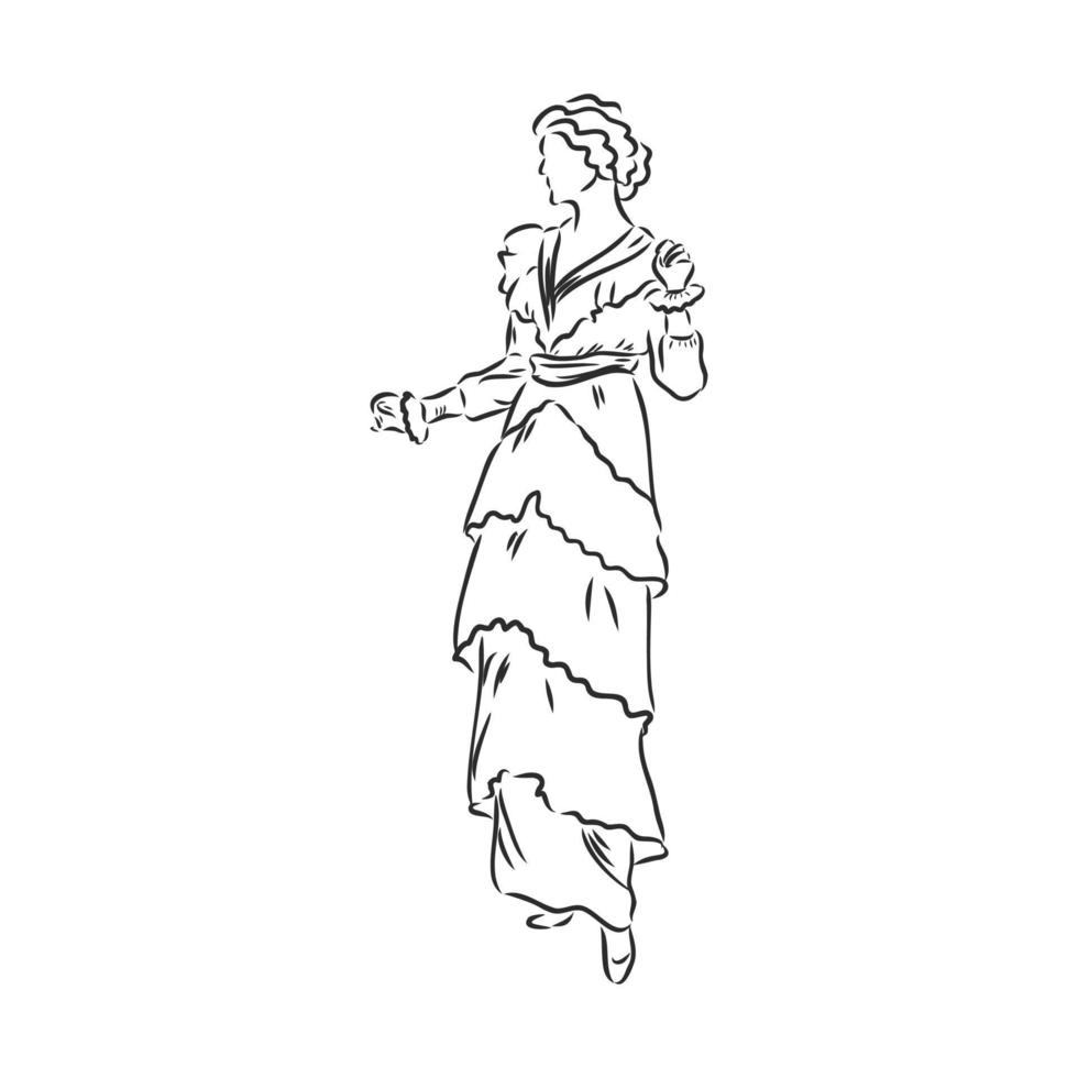 retro dress vector sketch