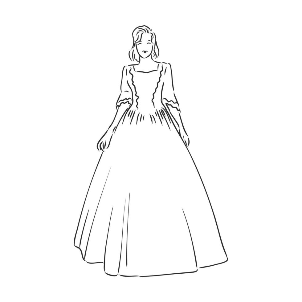 retro dress vector sketch