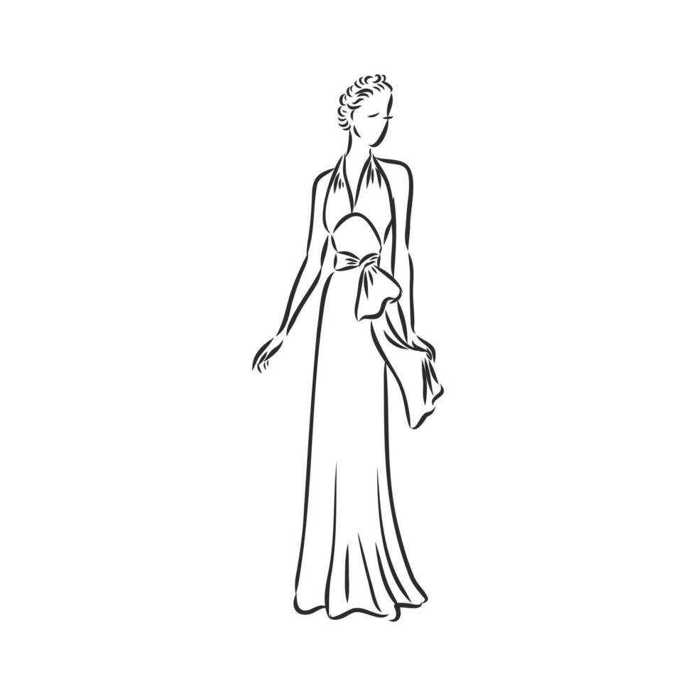 retro dress vector sketch