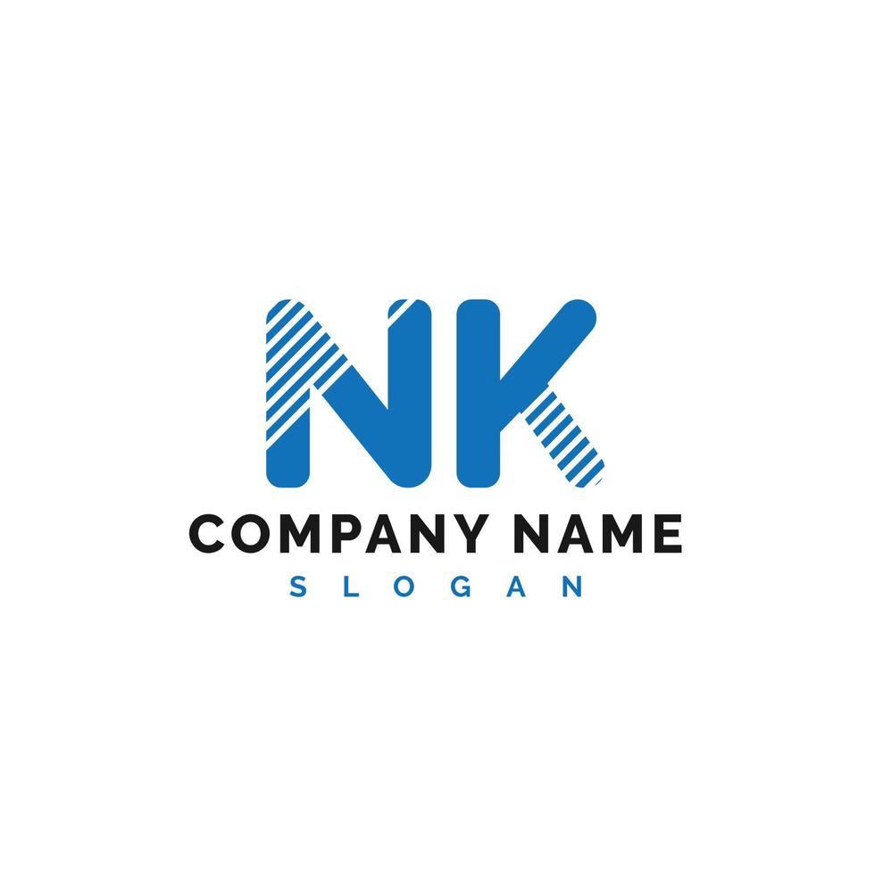 diseño del logotipo de la letra nk. Ilustración de vector de logotipo de letra nk - vector