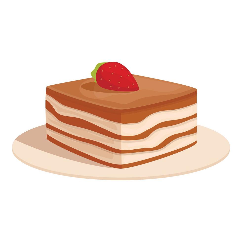 vector de dibujos animados de icono de tiramisú de fresa. postre de pastel