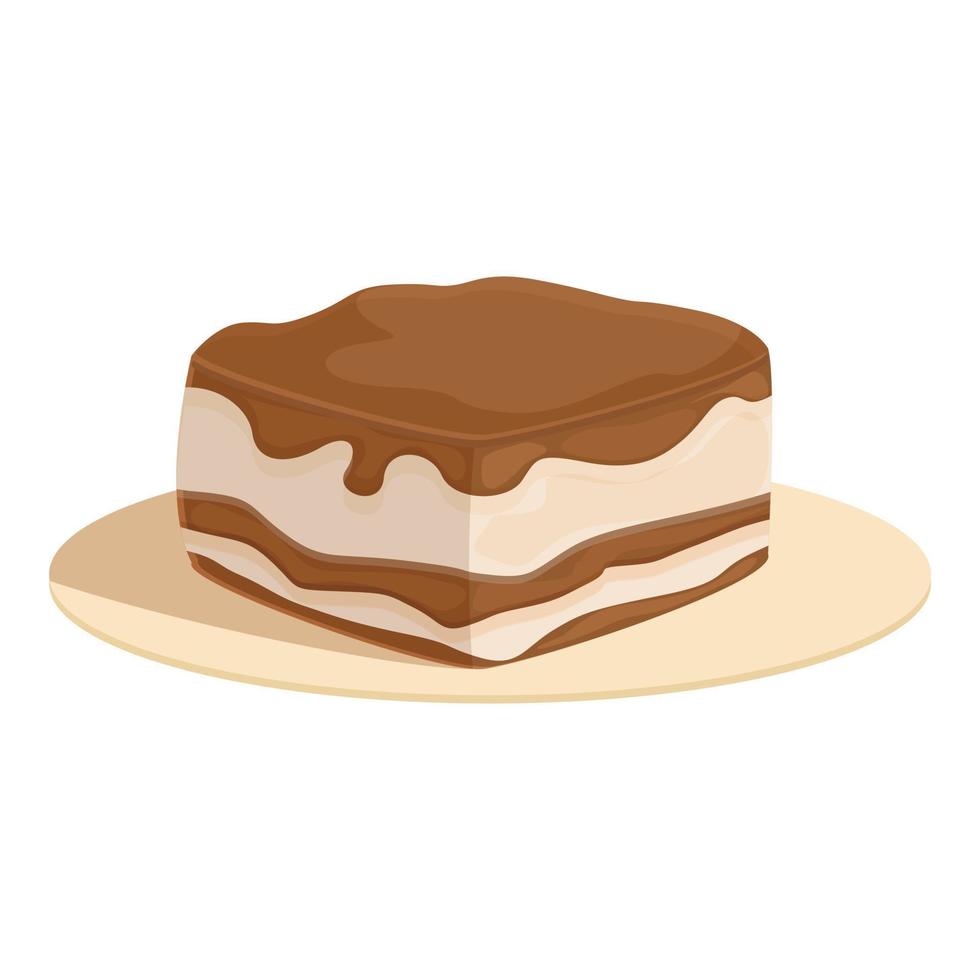 Brown tiramisu icon cartoon vector. Cake food vector