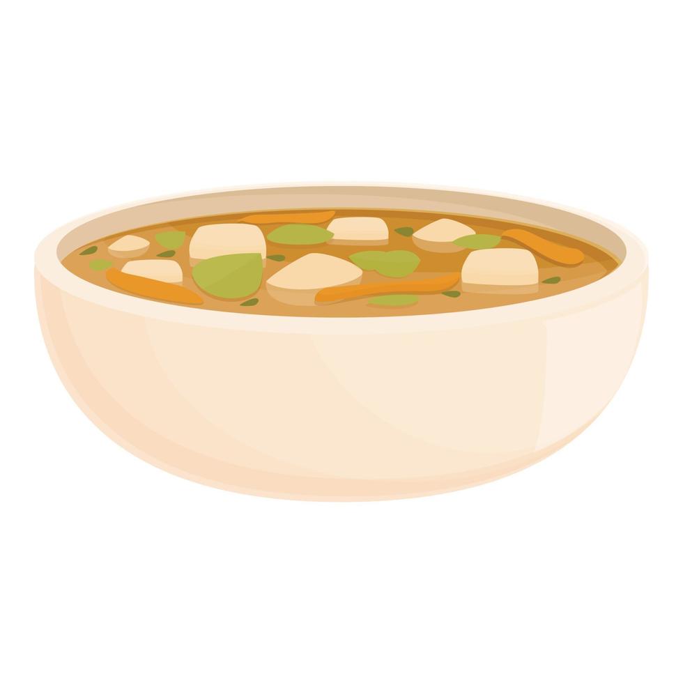 vector de dibujos animados de icono de sopa callejera de carne. plato de arroz