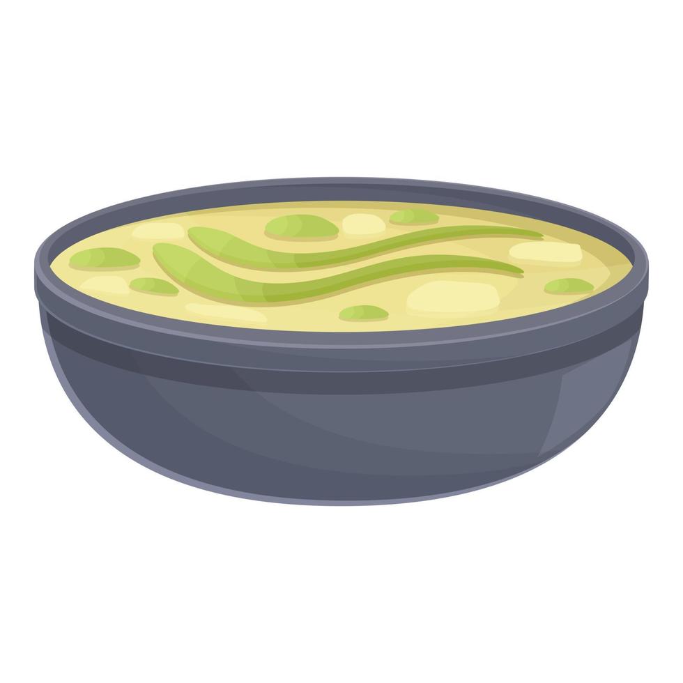 vector de dibujos animados de icono de sopa de frijoles. plato de comida