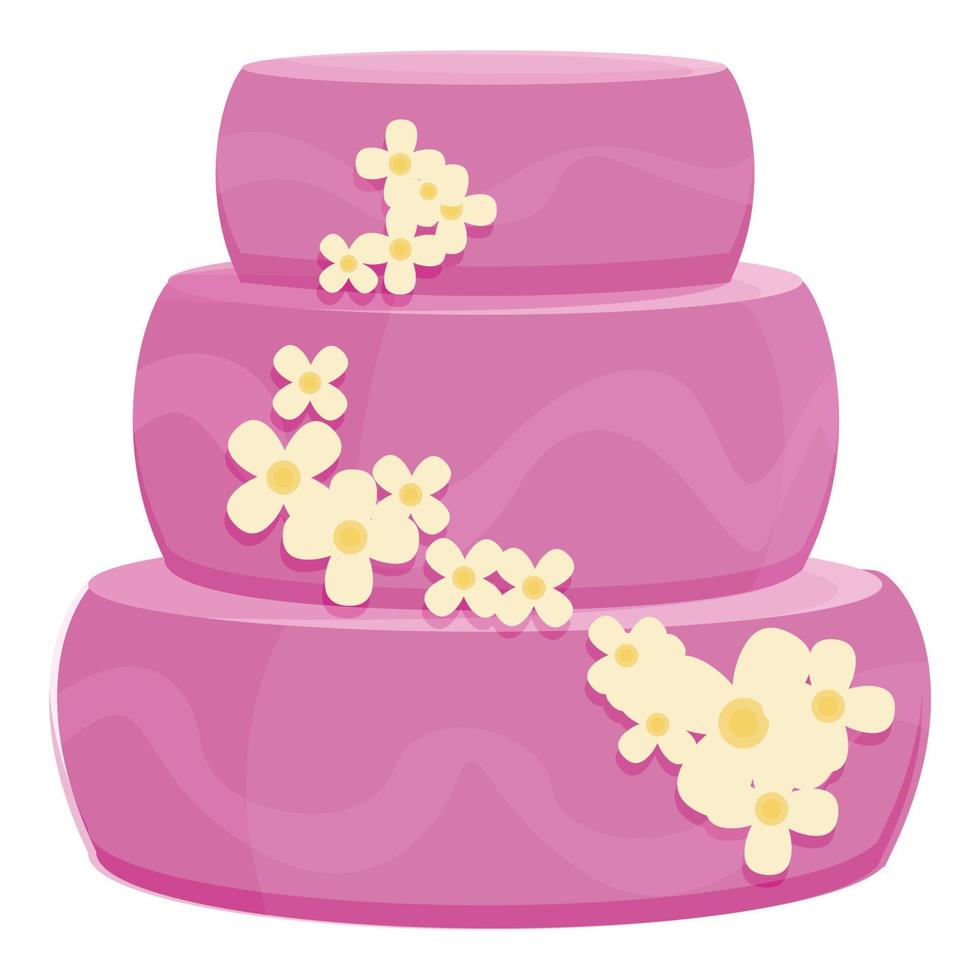 Pink cake icon cartoon vector. Wedding party vector