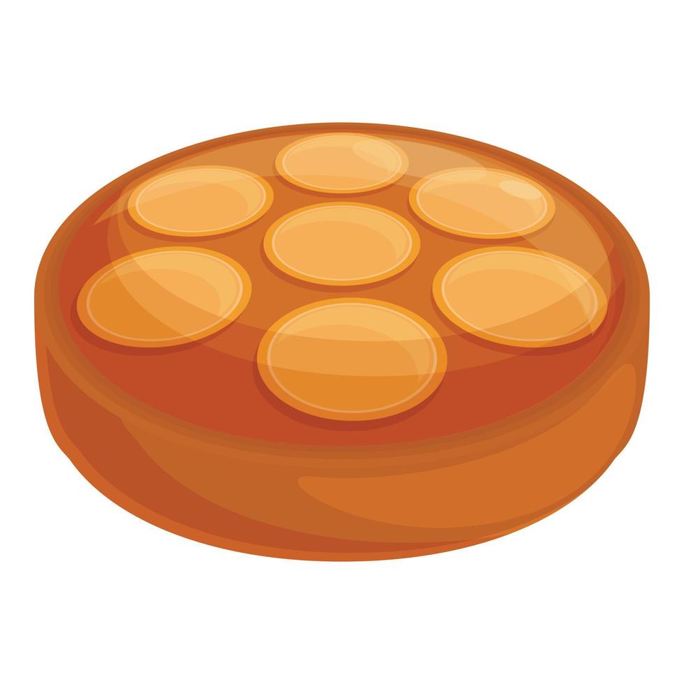 Top upside-down cake icon cartoon vector. Pineapple cooking vector