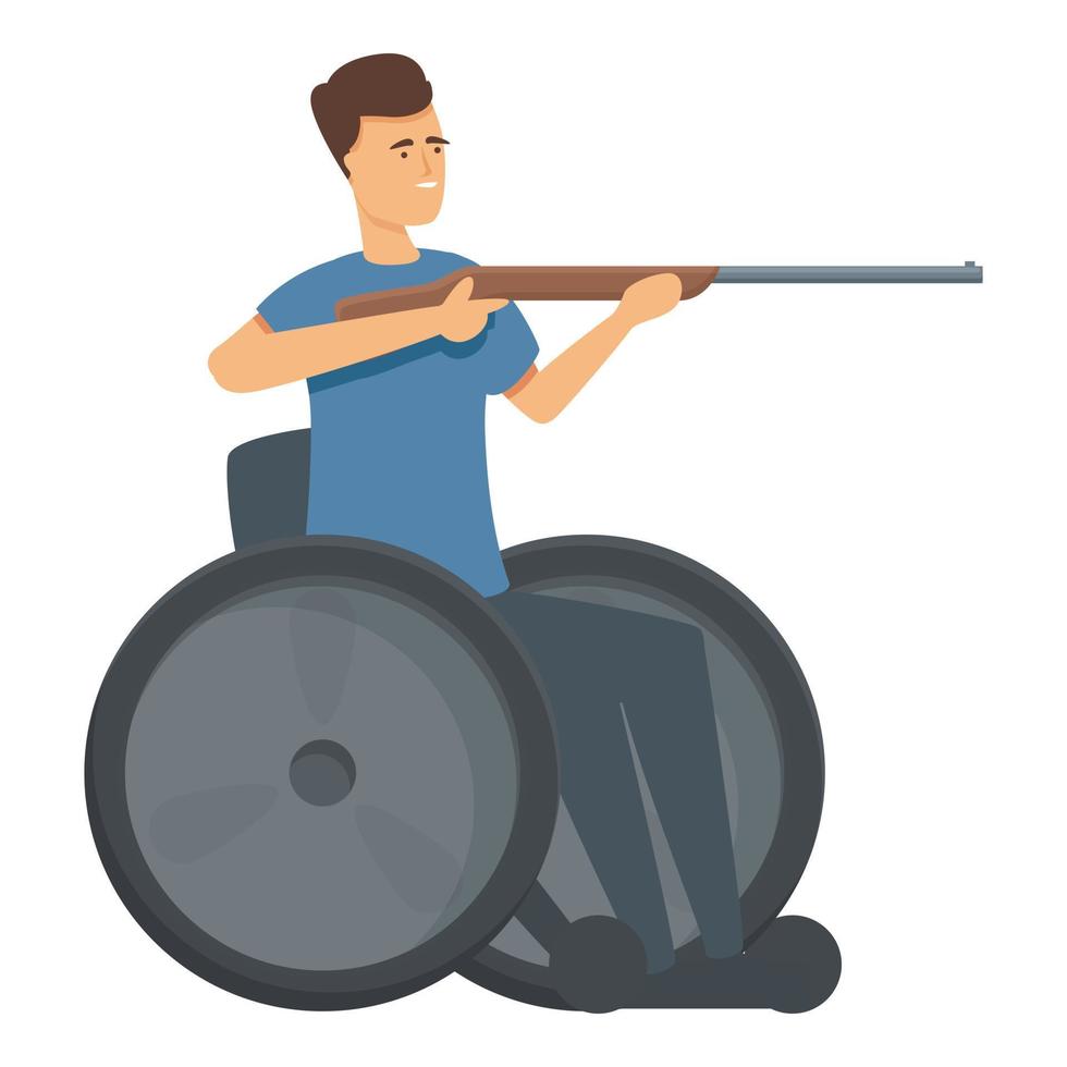 Disable wheelchair shooting icon cartoon vector. Sport exercise vector