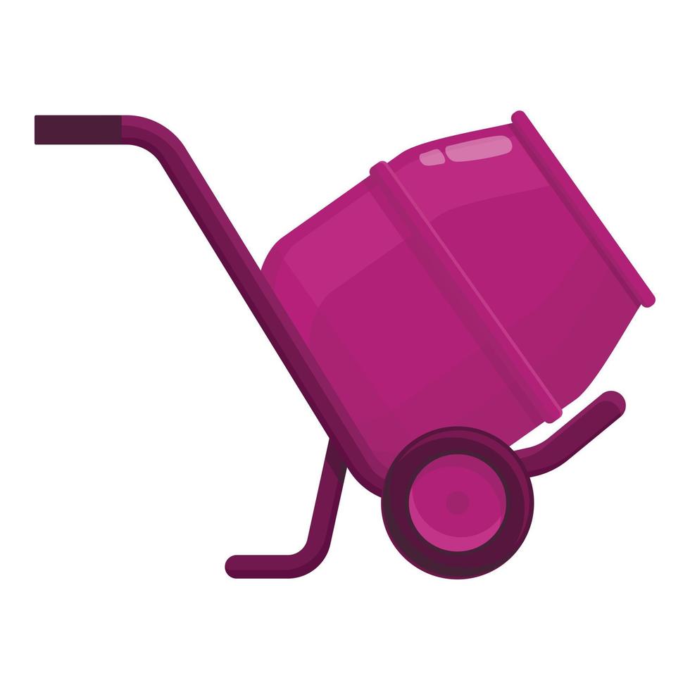 Pink cement mixer icon cartoon vector. Concrete machine vector