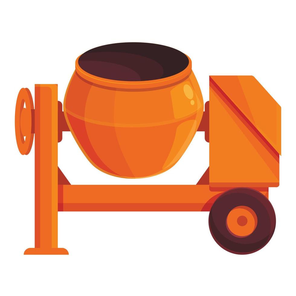 Orange cement mixer icon cartoon vector. Concrete machine vector