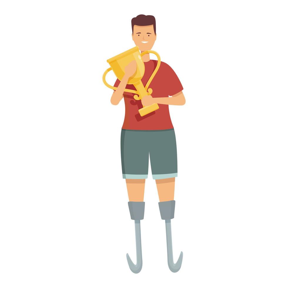 Disabled sport gold cup icon cartoon vector. Training exercise vector