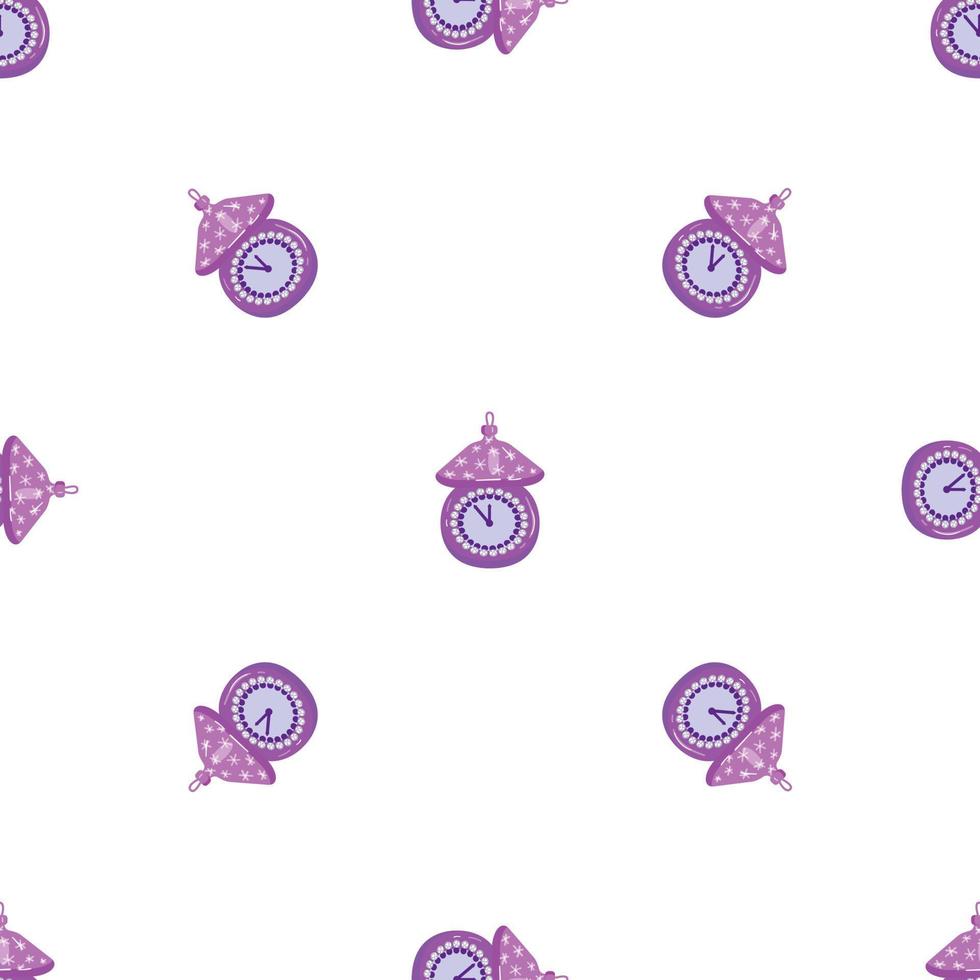 Clock Christmas tree toy pattern seamless vector