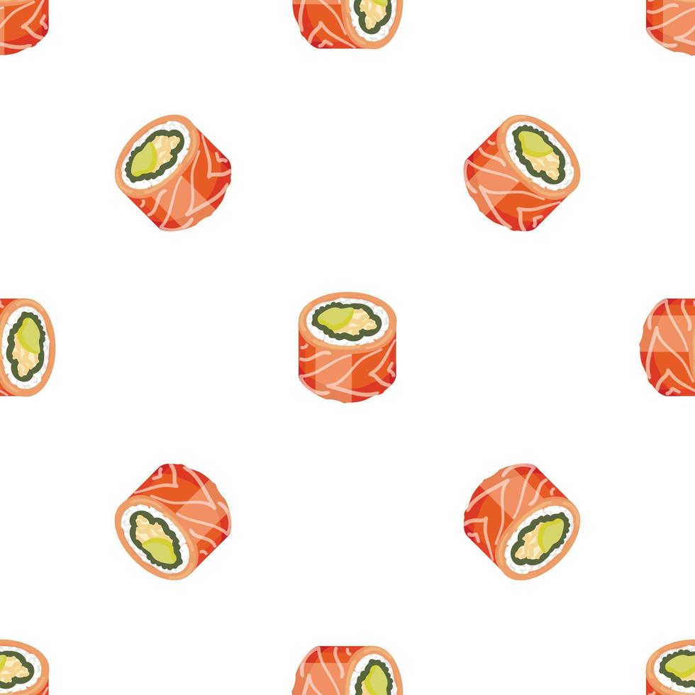 Red fish sushi roll pattern seamless vector
