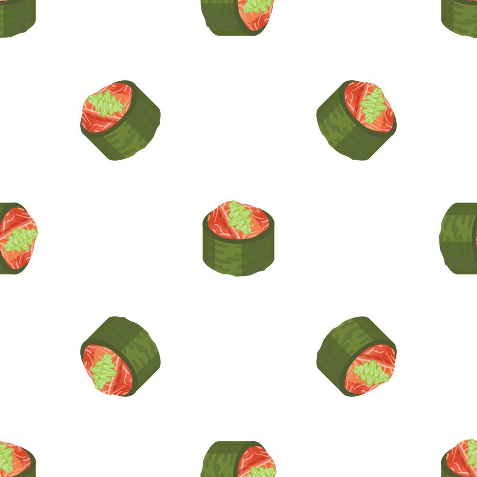 Green sushi roll pattern seamless vector