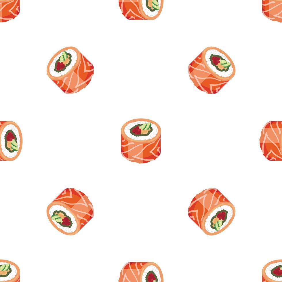 Red sushi roll pattern seamless vector