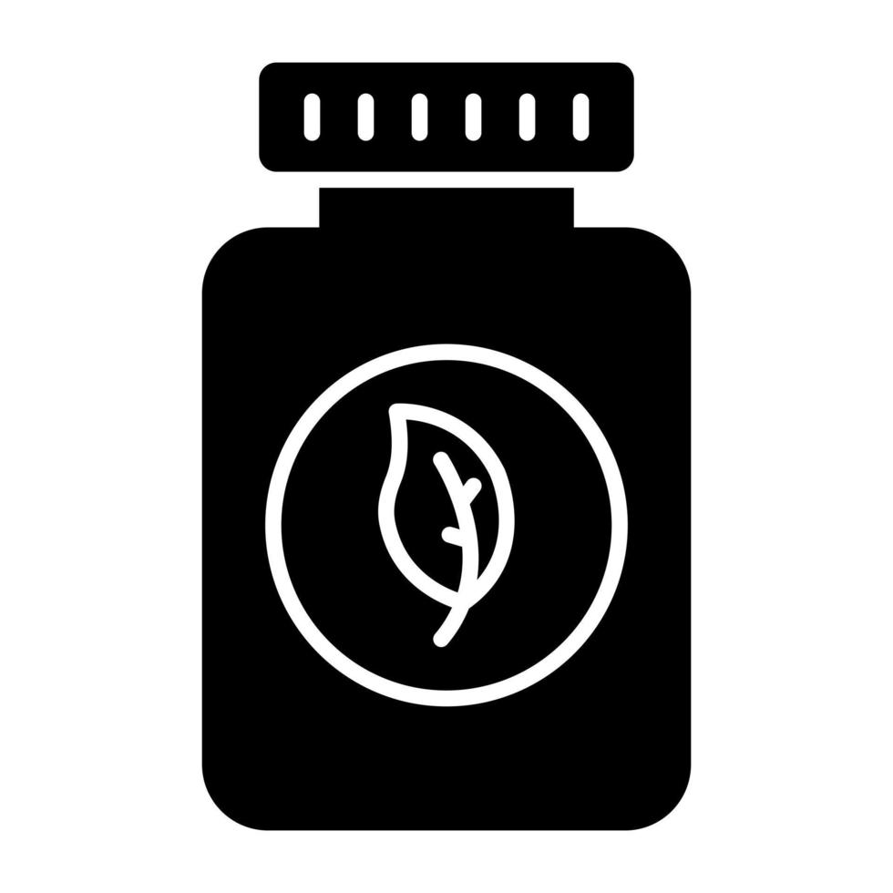 Editable design icon of eco medicine bottle vector