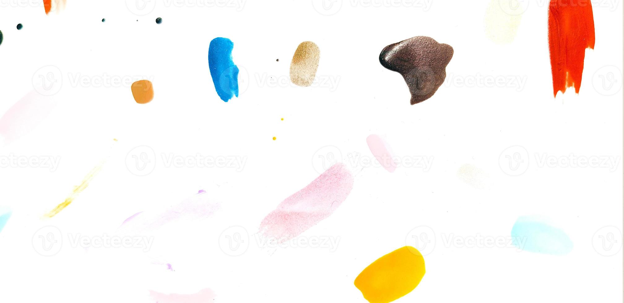 Colorful of nail polish painted or be stained isolated on white back ground or pad paper. Art and Abstract of color. photo