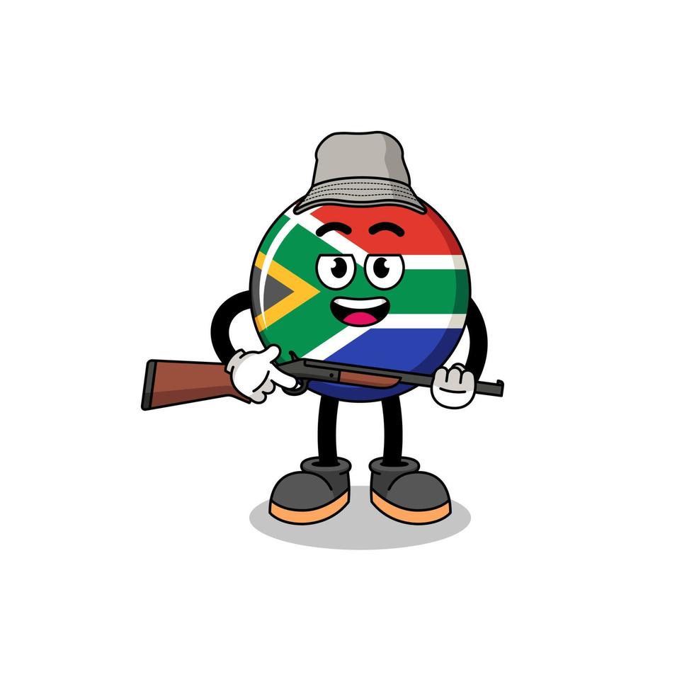 ilustración de dibujos animados del cazador de la bandera de sudáfrica vector