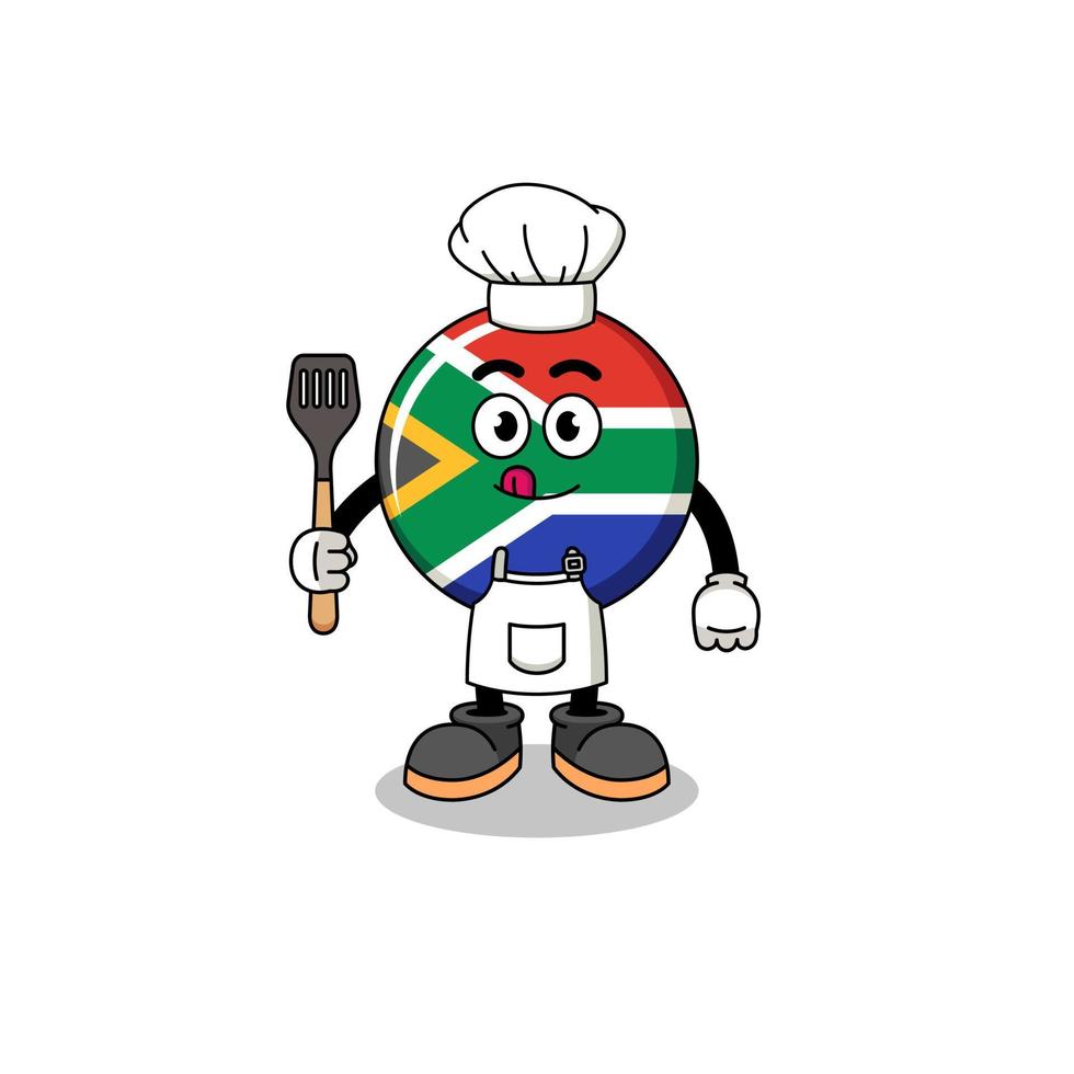 ilustración de la mascota del chef de la bandera de sudáfrica vector