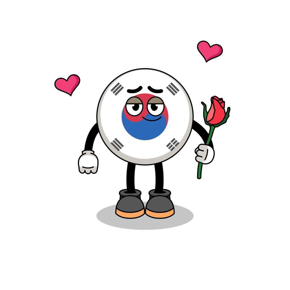 south korea flag mascot falling in love vector