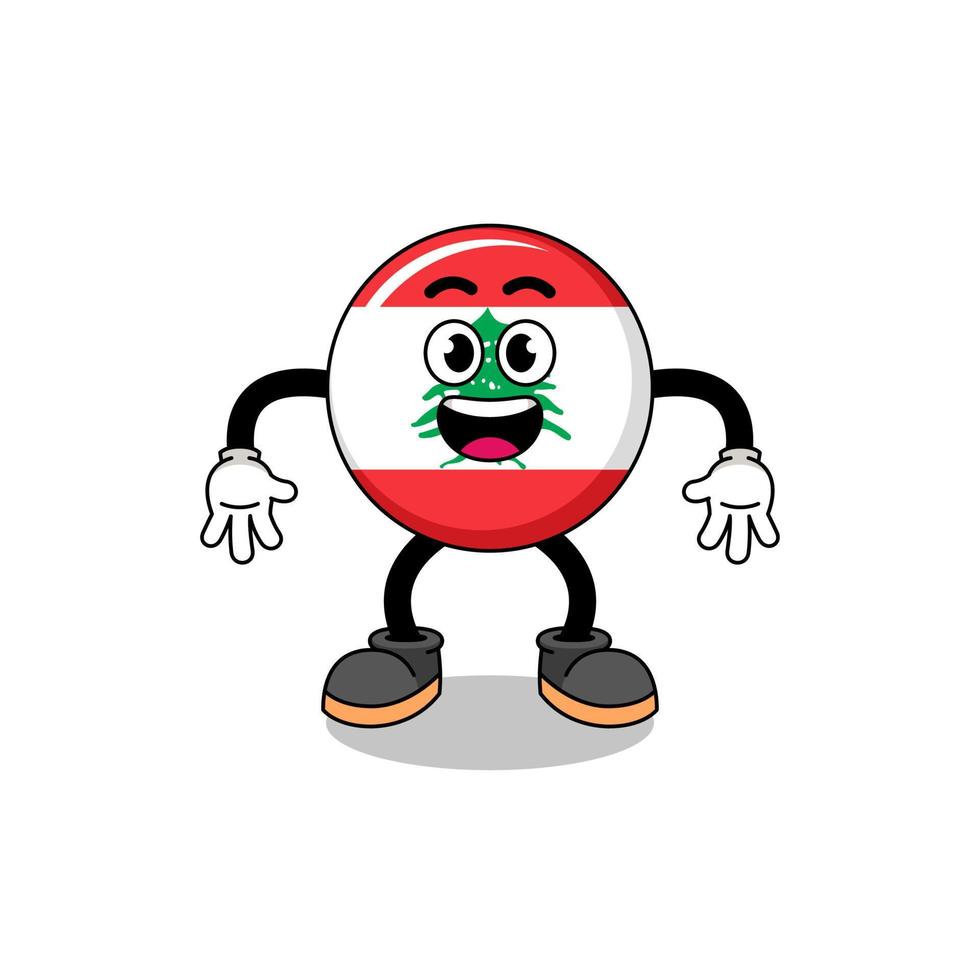 lebanon flag cartoon with surprised gesture vector