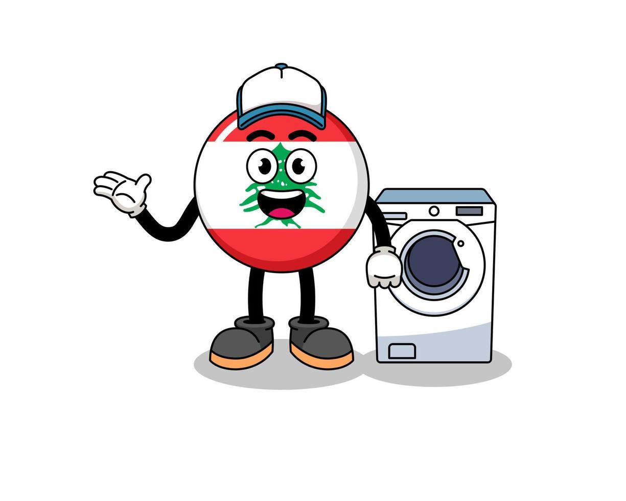 lebanon flag illustration as a laundry man vector