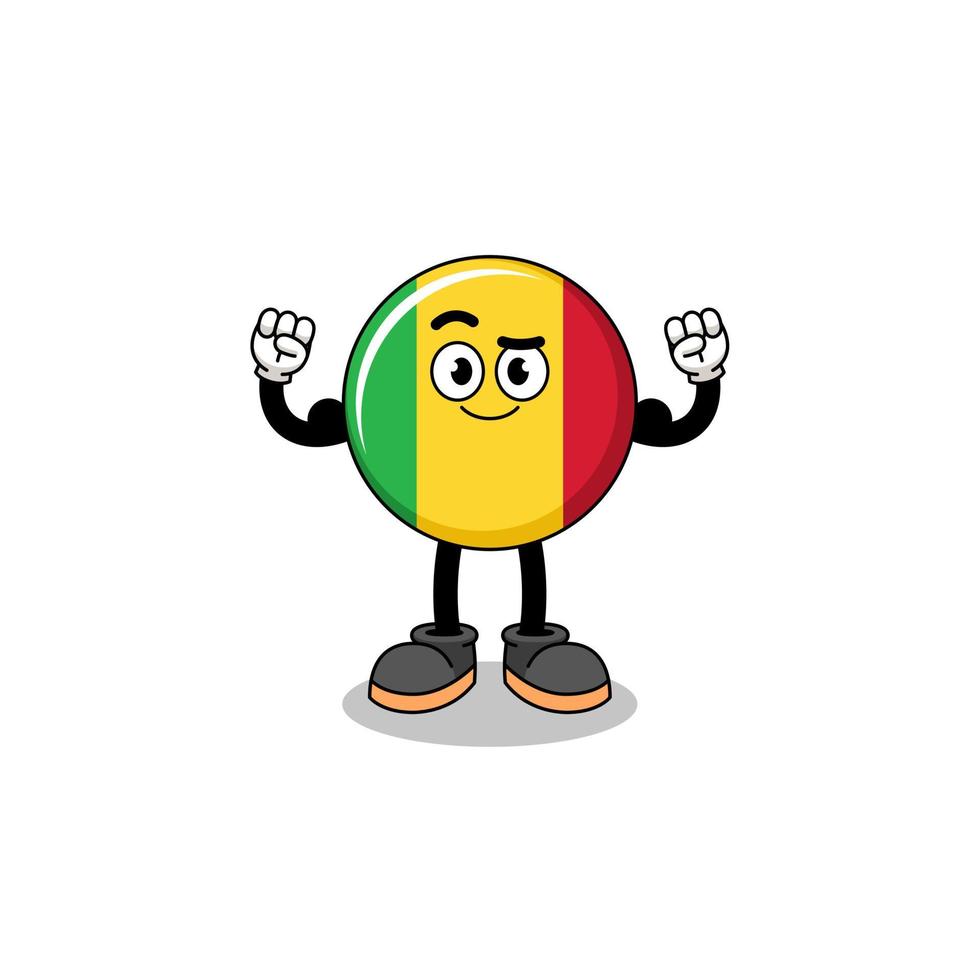 Mascot cartoon of mali flag posing with muscle vector