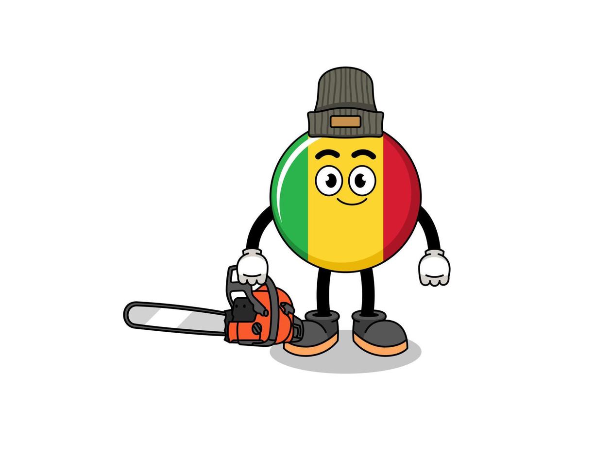 mali flag illustration cartoon as a lumberjack vector