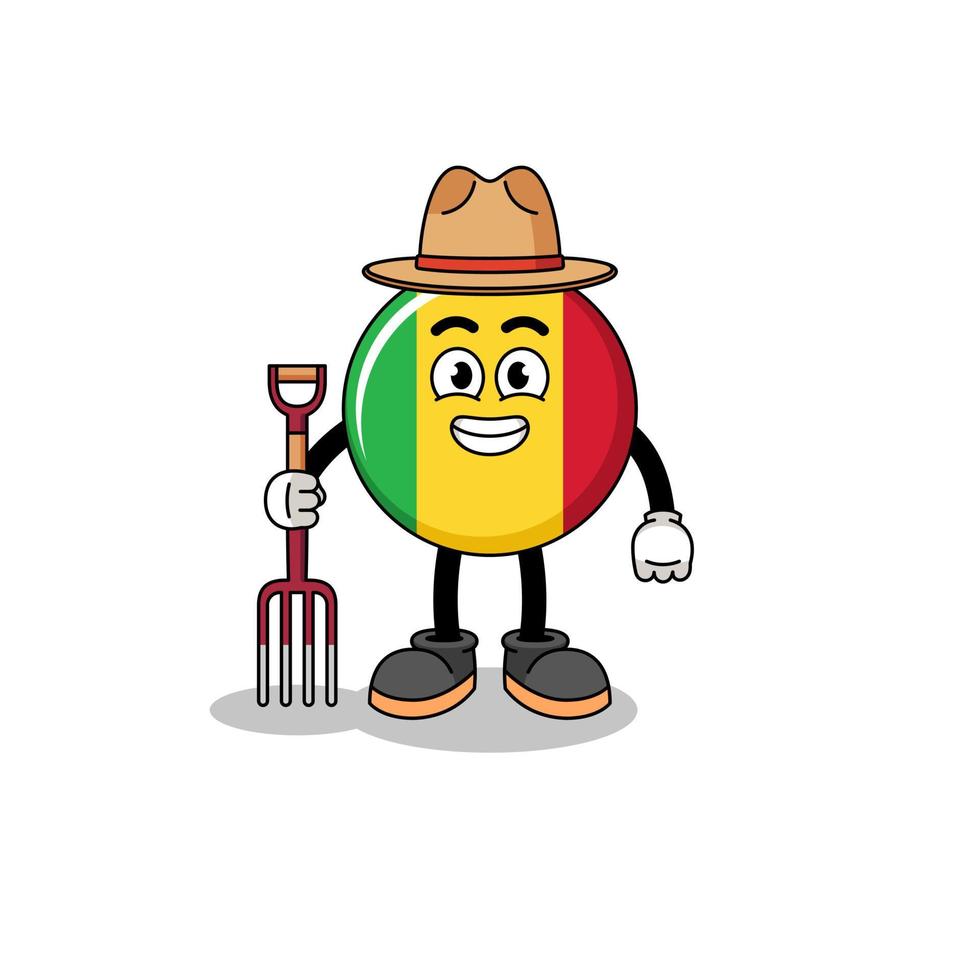 Cartoon mascot of mali flag farmer vector