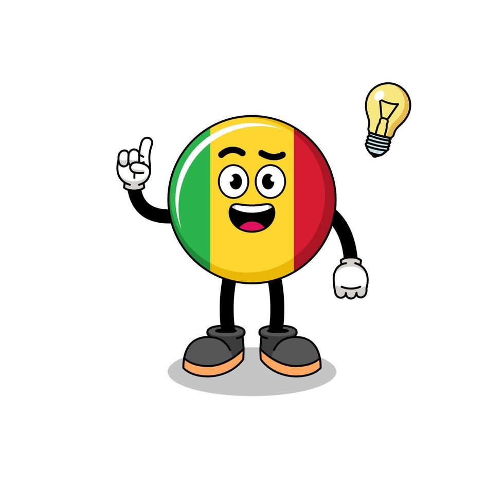 caricatura de la bandera de mali con una pose de idea vector