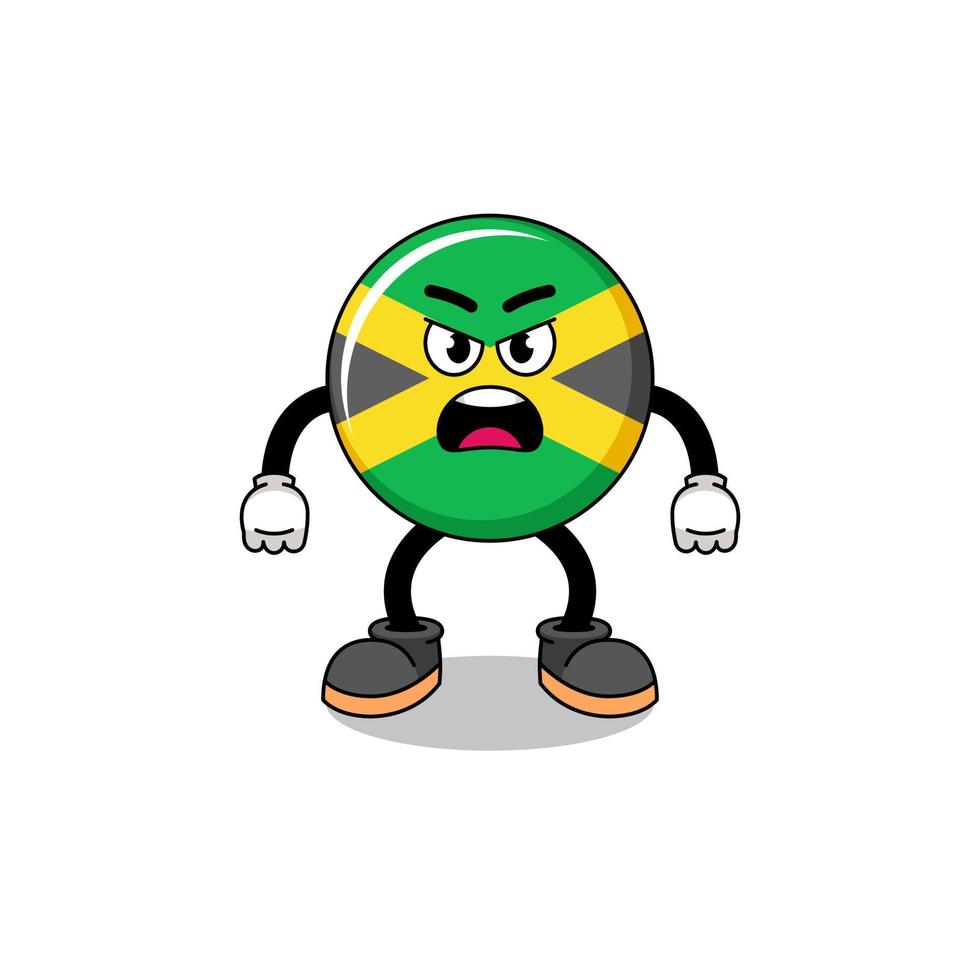 jamaica flag cartoon illustration with angry expression vector