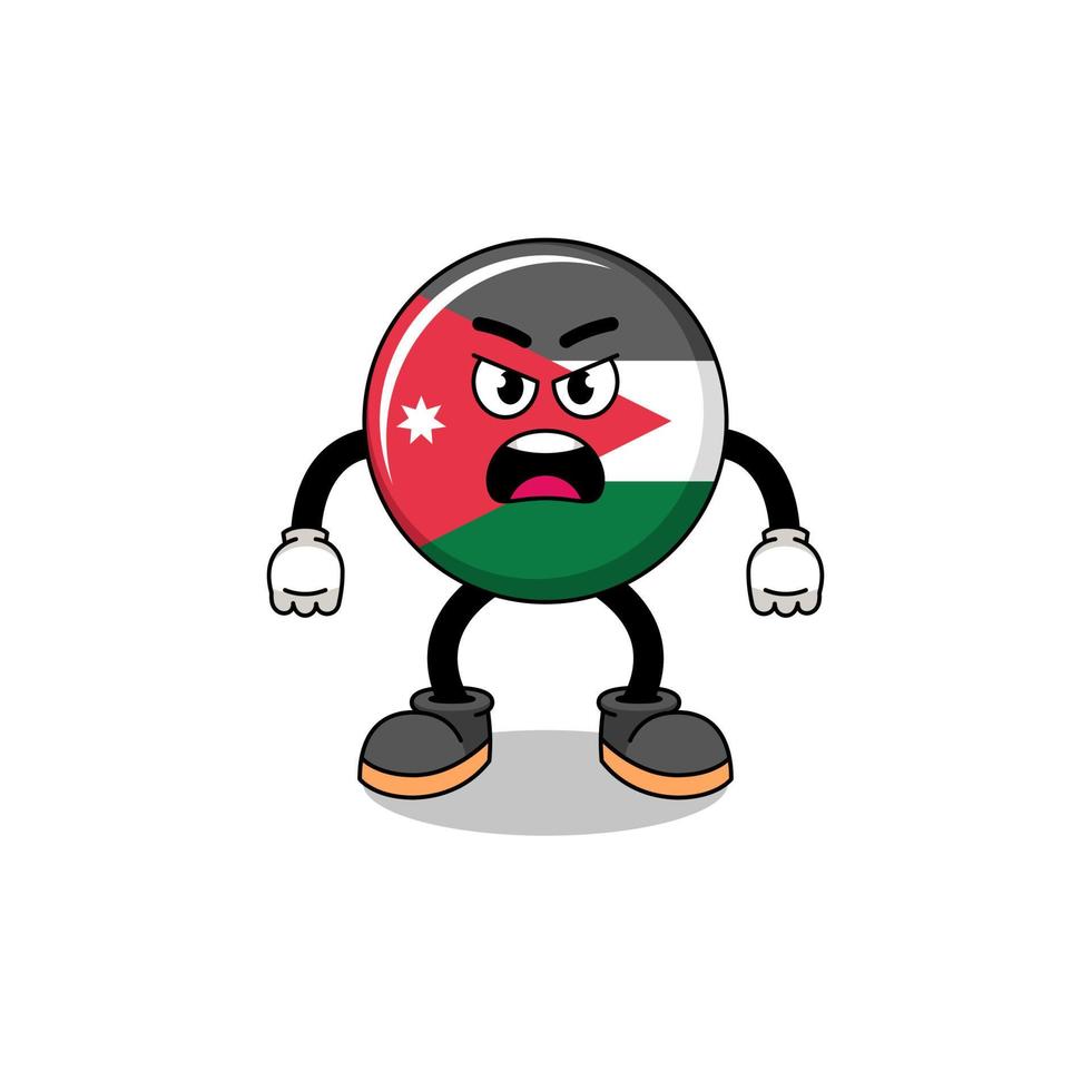 jordan flag cartoon illustration with angry expression vector