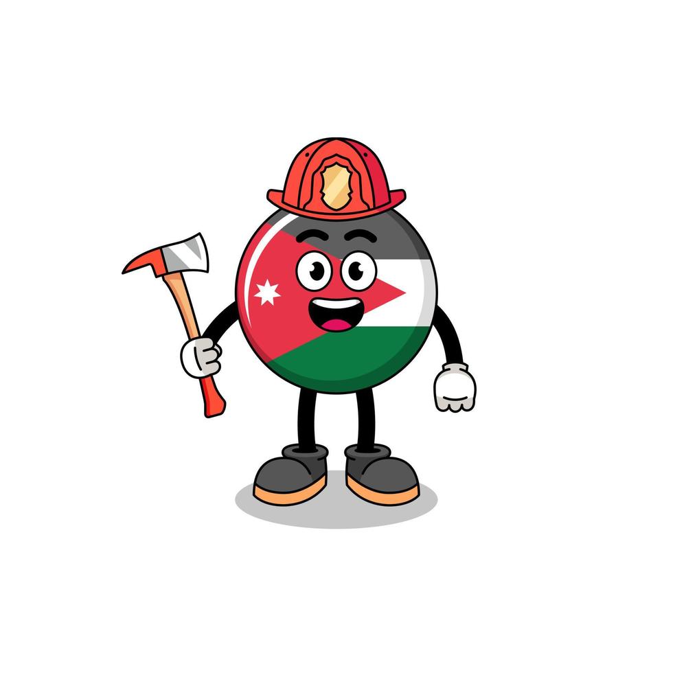 Cartoon mascot of jordan flag firefighter vector