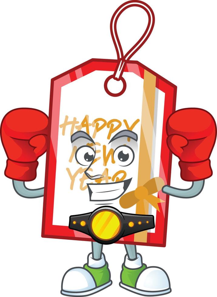 dibujos animados de etiqueta de feliz año nuevo vector