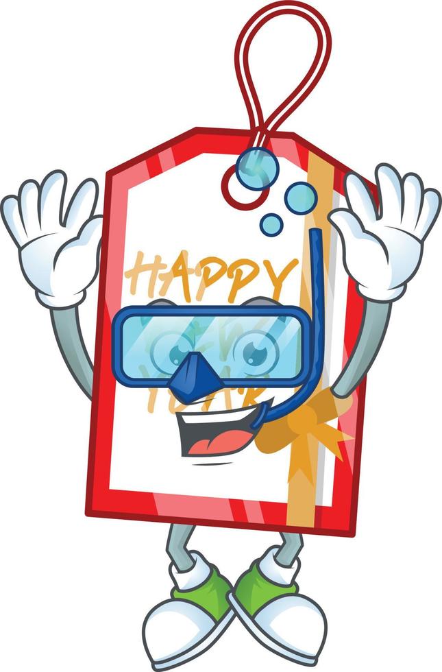 Happy new year tag cartoon vector