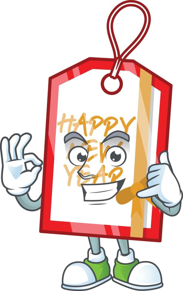 dibujos animados de etiqueta de feliz año nuevo vector