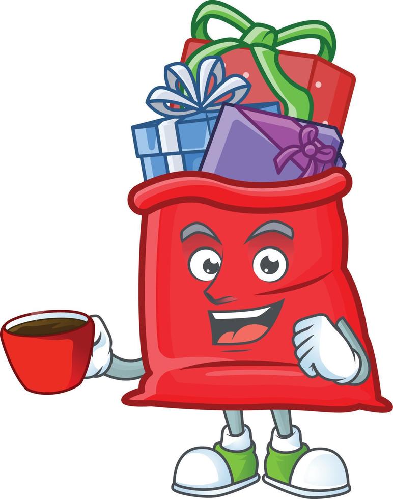 Santa bag full of gift cartoon vector