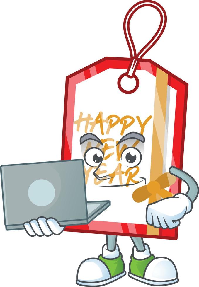 Happy new year tag cartoon vector