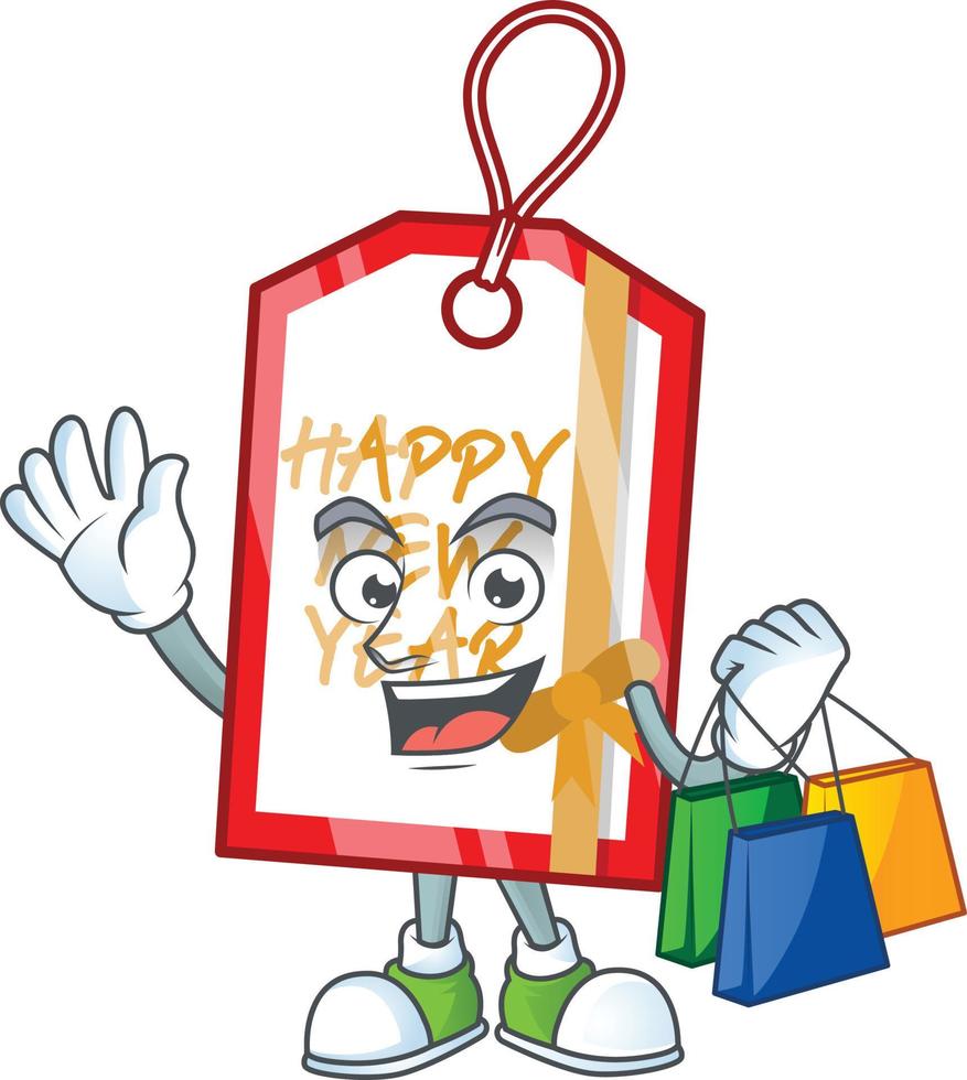 Happy new year tag cartoon vector