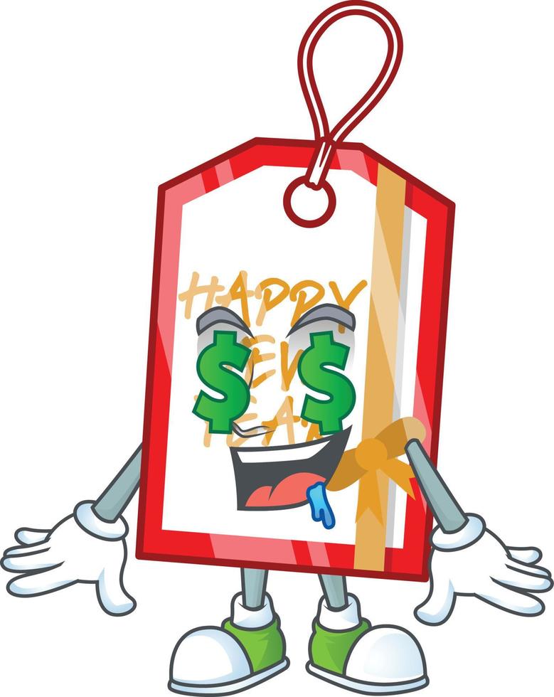 Happy new year tag cartoon vector