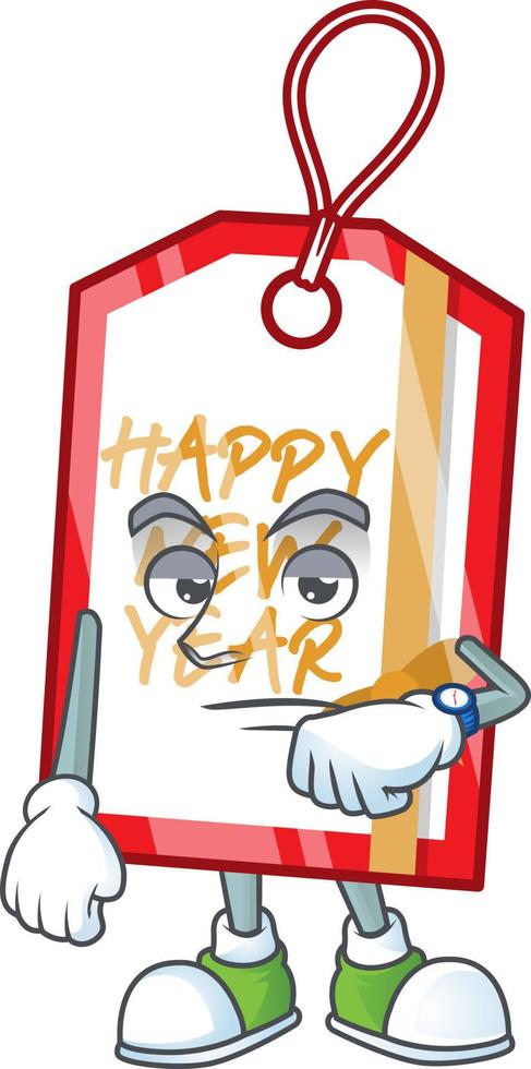 dibujos animados de etiqueta de feliz año nuevo vector