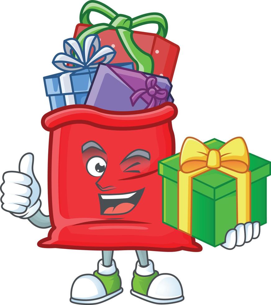 Santa bag full of gift cartoon vector